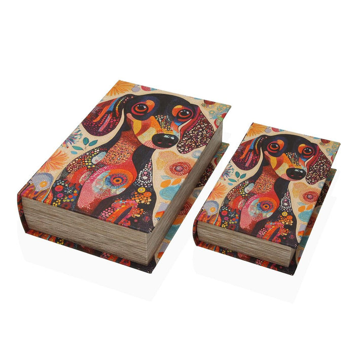 Декоративна кутия Versa Пластно Дървен MDF Книга Куче