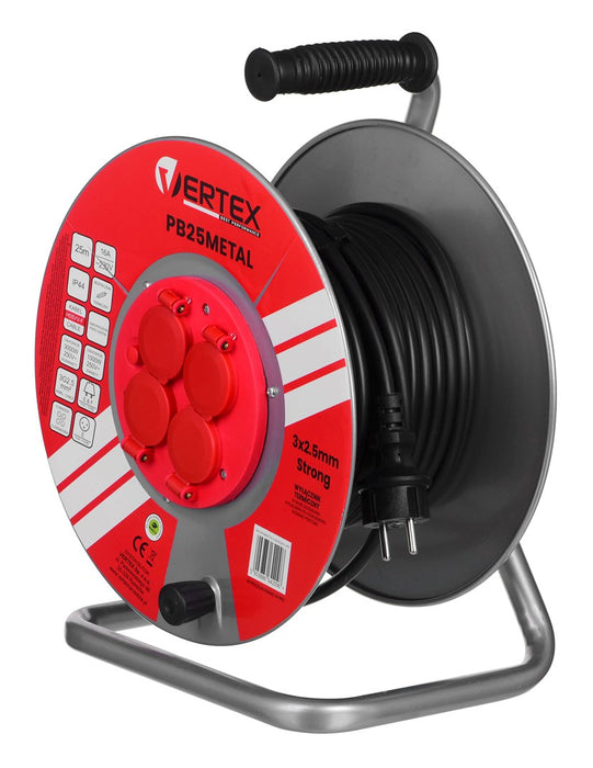 Удължителен кабел VERTEX PB25METAL 3x2,5 mm Черен