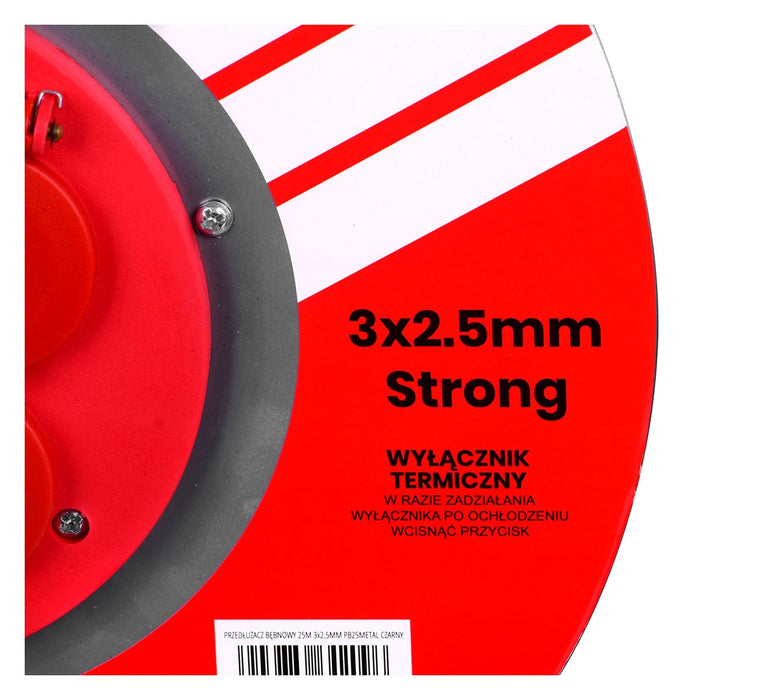 Удължителен кабел VERTEX PB25METAL 3x2,5 mm Черен