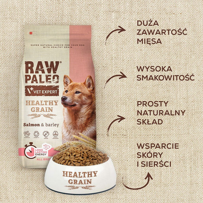 VET EXPERT Raw Paleo Healthy Grain Adult Salmon and Barley - суха храна за кучета - 10 кг