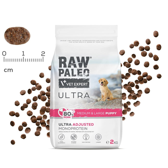 RAW PALEO Ultra Pork Medium & Large Puppy - суха храна за кучета - 2 кг