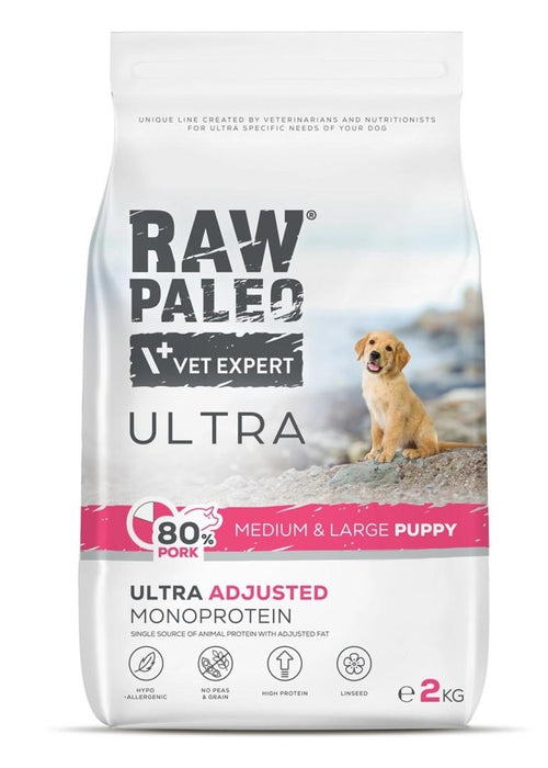 RAW PALEO Ultra Pork Medium & Large Puppy - суха храна за кучета - 2 кг