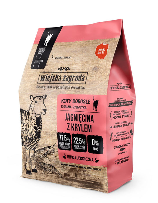 WIEJSKA ZAGRODA Агнешко с крил - суха храна за котки - 400гр