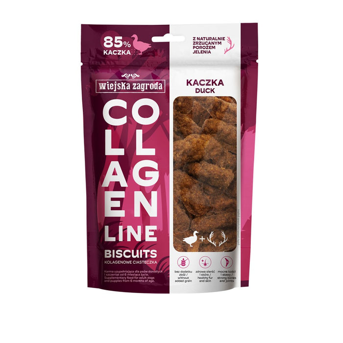 WIEJSKA ZAGRODA Collagen Line Collagen cookies Патица - лакомство за кучета - 90g