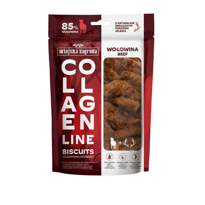 WIEJSKA ZAGRODA Collagen Line Колагенови бисквитки Телешко - лакомство за кучета - 90g