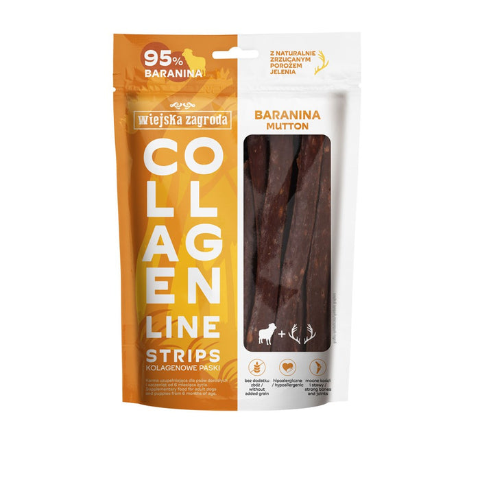 WIEJSKA ZAGRODA Collagen Line Колагенови лентички Овнешко - лакомство за кучета - 100g