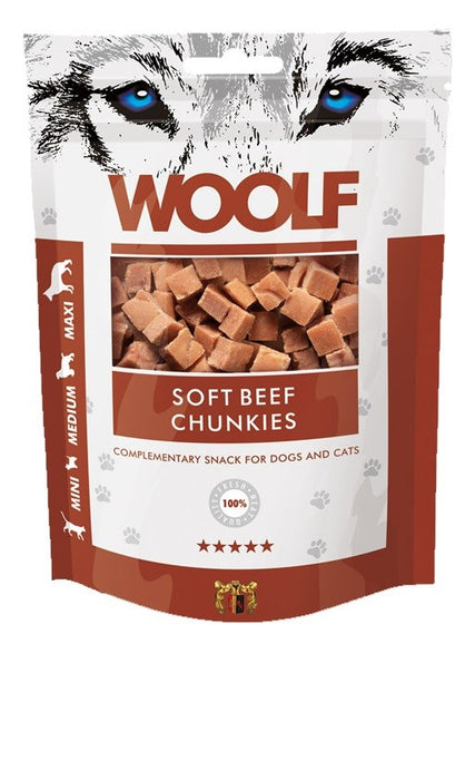 WOOLF Soft Beef chunkies - лакомство за кучета и котки - 100гр