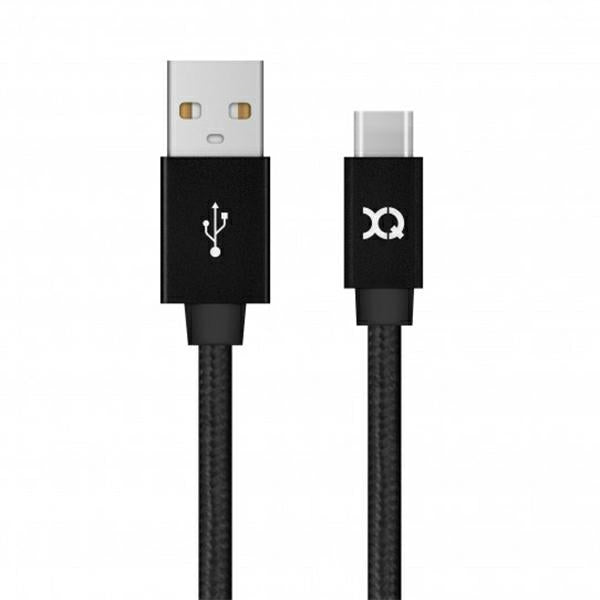 Кабел Xqisit Cotton USB C 3.0, черен, 1.8 м