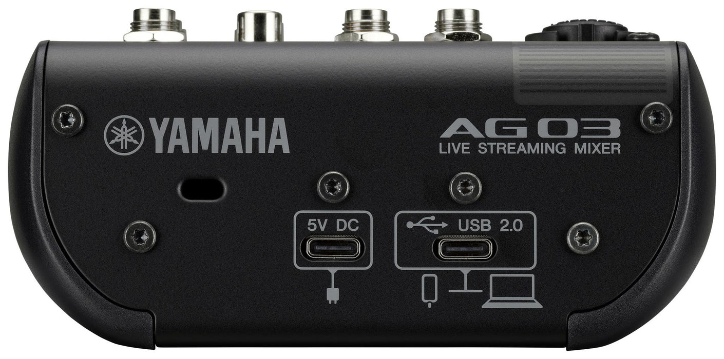 Yamaha AG03 MK2 - 3-канален миксер за стрийминг на живо с USB аудио интерфейс, черен