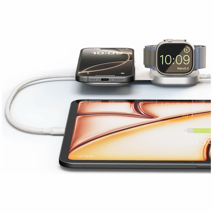 Индуктивно зарядно Zens Pro 3 2в1 Qi2 15W за смартфон и Apple Watch, бяло