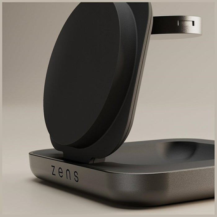 Магнитна индукционна зарядна станция Zens Nightstand Charger Pro 2 в 1 с Qi2 15W за смартфон и часовник