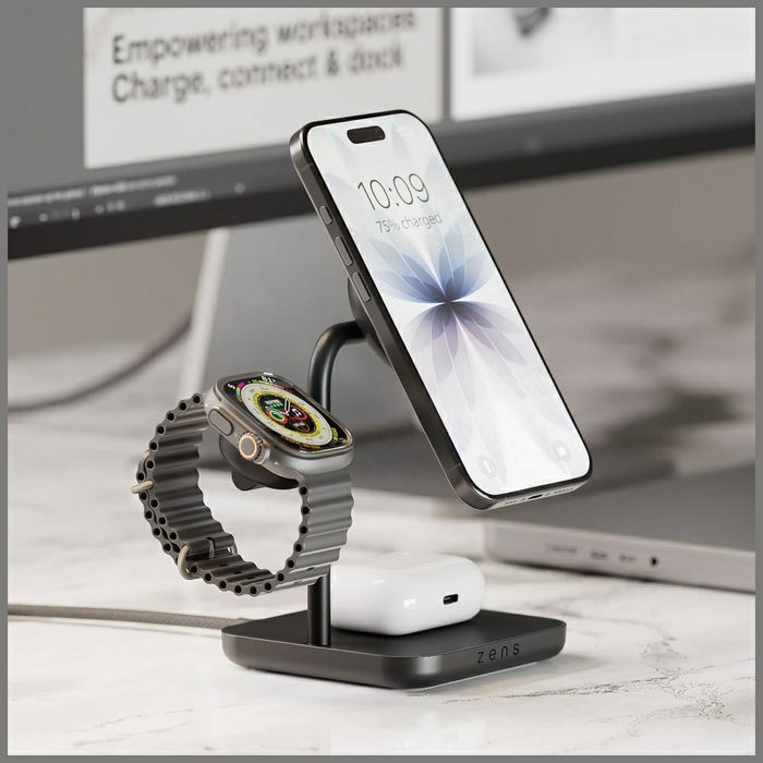 Магнитна индукционна зарядна станция Zens Office Charger Pro 3, 3в1, Qi2 15W