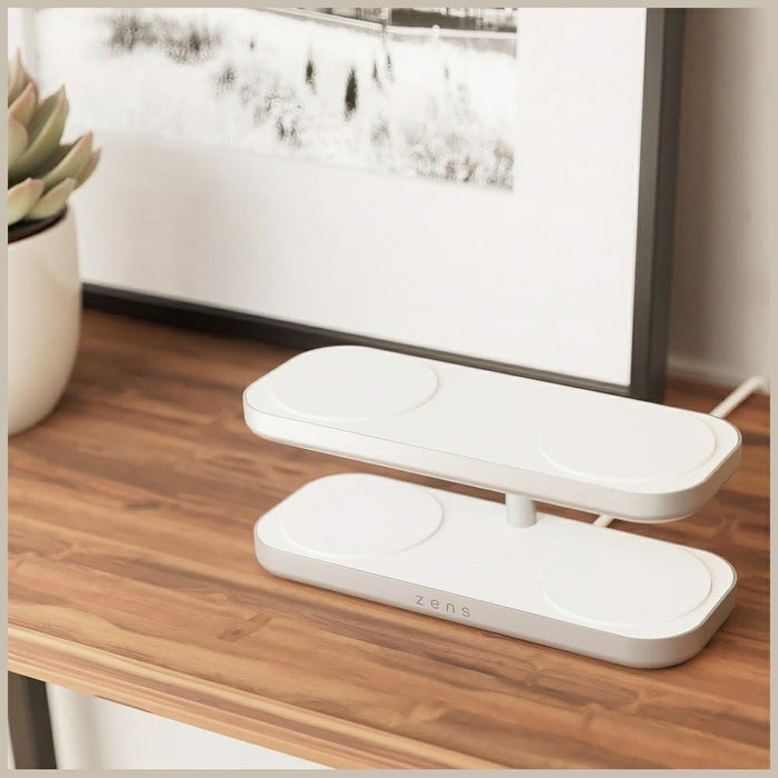 Магнитно индукционно зарядно Zens Quattro Charger Pro 4 Qi2 4в1, бяло