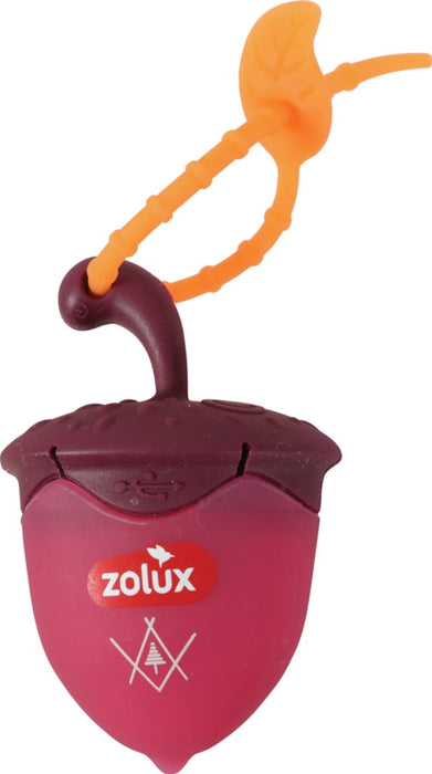 ZOLUX Bivouak Светеща висулка за нашийник Орех LED USB червено - етикет с адрес на куче - 6x4x3 cm