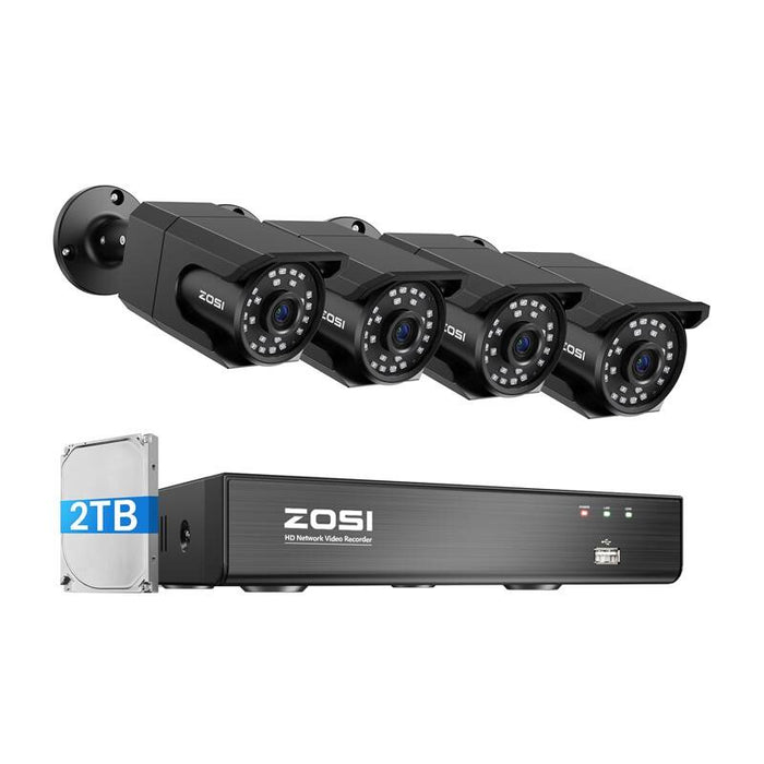 Комплект четири IP камери ZOSI C105 WiFi 8MP + рекордер + HDD 2TB