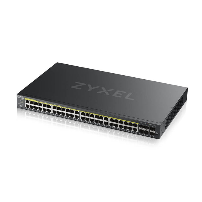 ZyXEL GS2220-50HP, регион на ЕС, 48-портов GbE L2 PoE превключвател с GbE Uplink (1 година лиценз за NCC Pro пакет в пакет)