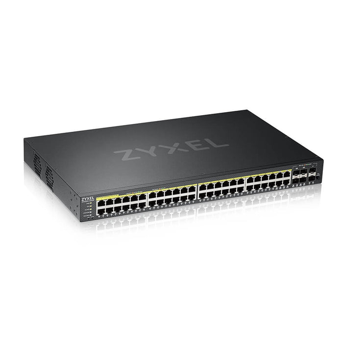ZyXEL GS2220-50HP, регион на ЕС, 48-портов GbE L2 PoE превключвател с GbE Uplink (1 година лиценз за NCC Pro пакет в пакет)