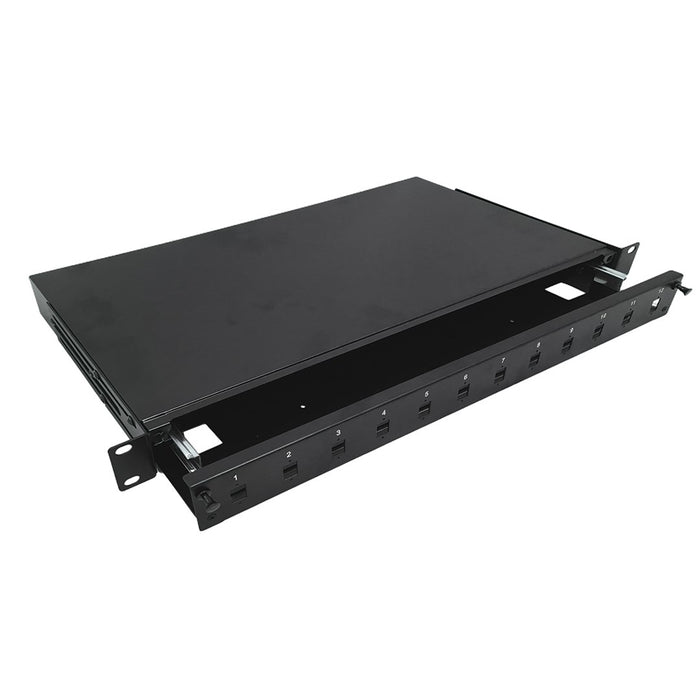 Alantec 12xSC simplex / 12xLC duplex 19" 1U телескопичен оптичен пач панел с монтажни аксесоари