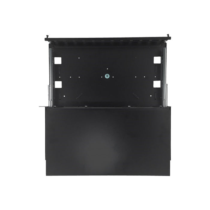 Alantec 24xSC дуплекс / 24xLC четворен 19" 1U телескопичен оптичен пач панел с монтажни аксесоари (уплътнения, кабелни връзки) (FOP-1U-24SCD-CP)