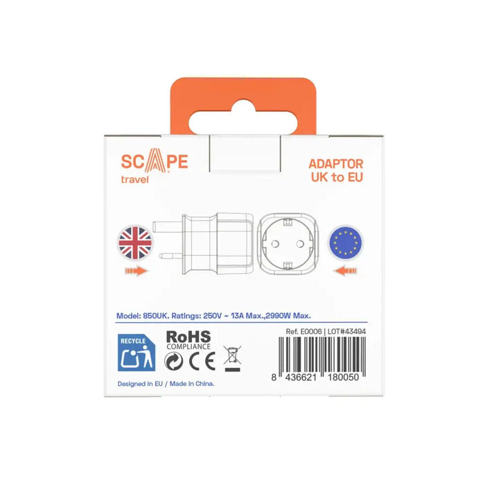 Щепсел крадец Scape Travel 850UK Пластмаса 13 A