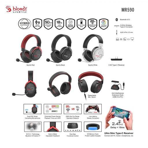 A4tech Bloody МR-590 Геймърски безжични слушалки