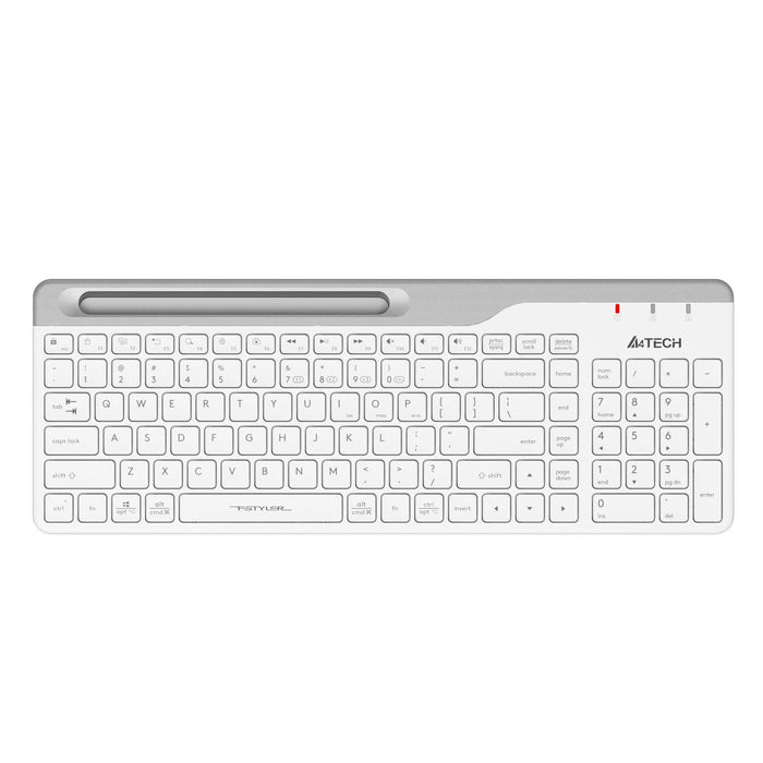 Безжична клавиатура A4tech Fstyler FBK25, Bluetooth, 2.4G, Стойка за телефон, Кирилизирана, Бял