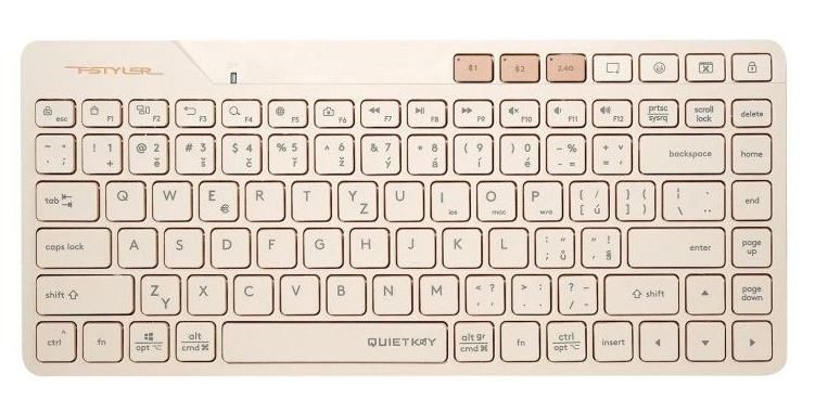 Клавиатура A4Tech - Fstyler FBK26C AS, безжична, QuietKey, Cafe Latte
