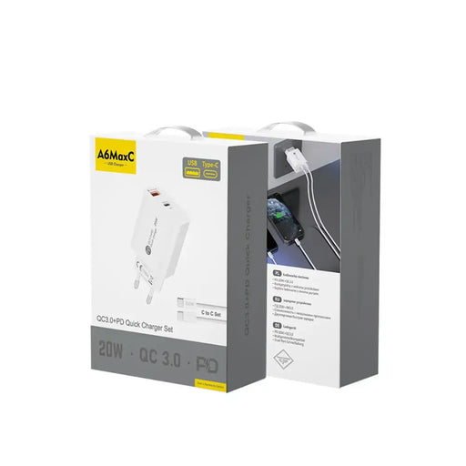 A6MaxL 20W USB-A USB-C стенно зарядно с USB-C - USB-C 1