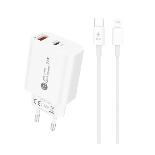 A6MaxL 20W USB-A USB-C стенно зарядно устройство с 1m USB-C