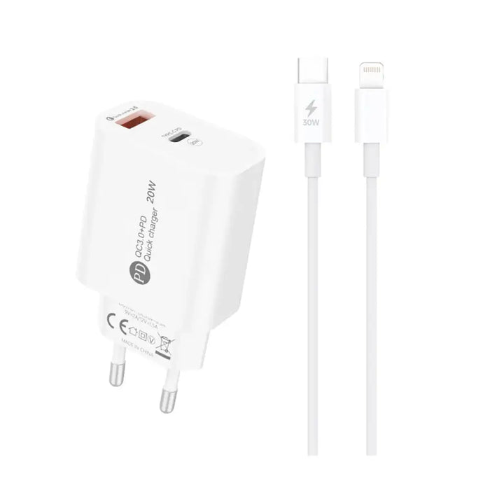 A6MaxL 20W USB-A USB-C стенно зарядно устройство с 1m USB-C