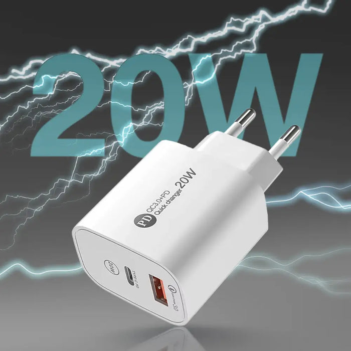 A6MaxL 20W USB-A USB-C стенно зарядно устройство с 1m USB-C