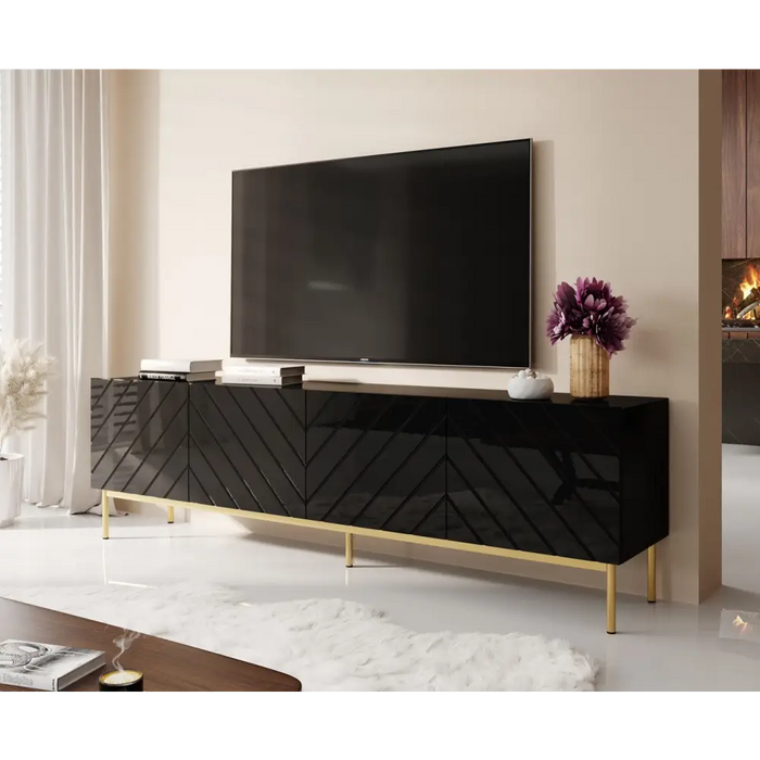 ABETO RTV шкаф върху златиста стоманена рамка 200x42x60