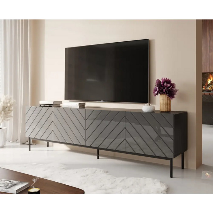 ABETO RTV шкаф върху черна стоманена рамка 200x42x60