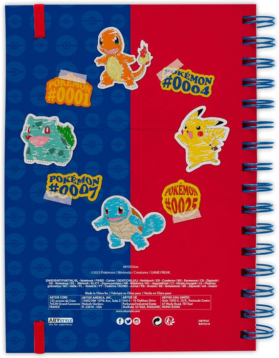 Тефтер ABYstyle Games: Pokemon - Blue & Red Partners, A5