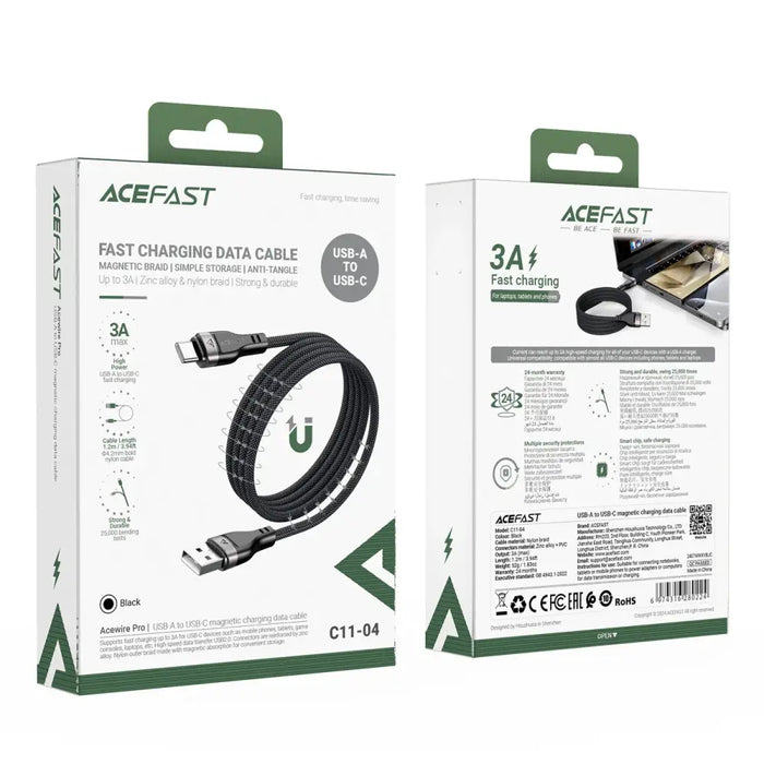 Acefast C11-04 USB-A - USB-C 3A кабел 1,2 м магнитна