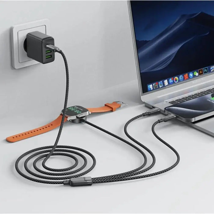 Acefast C6-11 USB-C 3in1 кабел - 2x USB-C / Qi 480Mb/s 100W