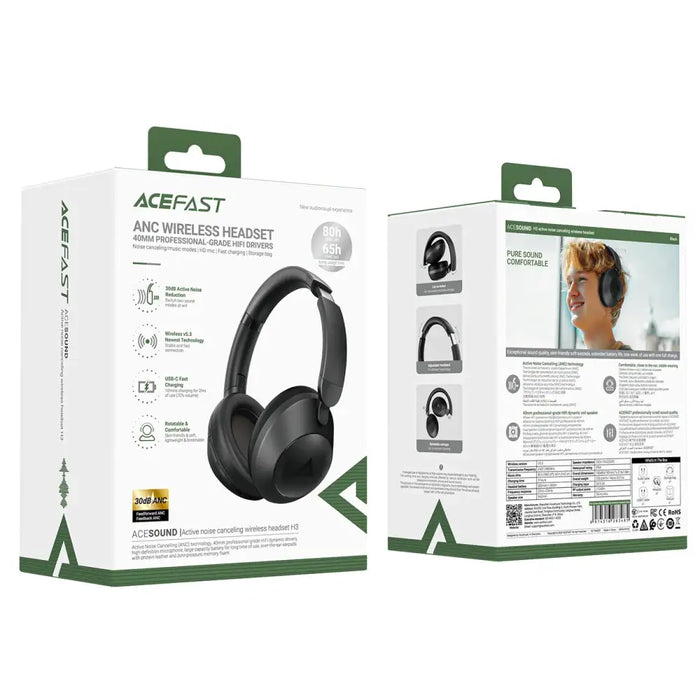 Acefast H3 Bluetooth безжични слушалки с ANC - черни