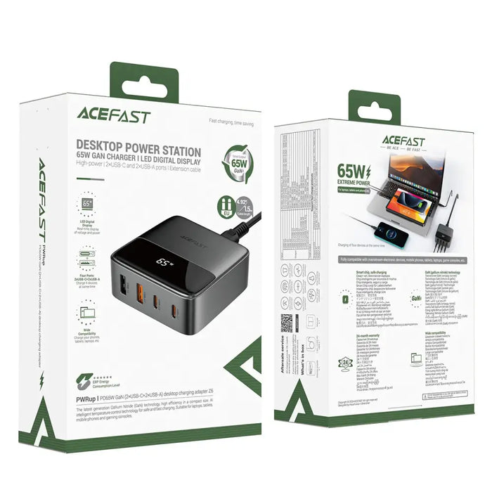 Acefast Z6 мрежово зарядно устройство GaN Desktop 2x USB-A