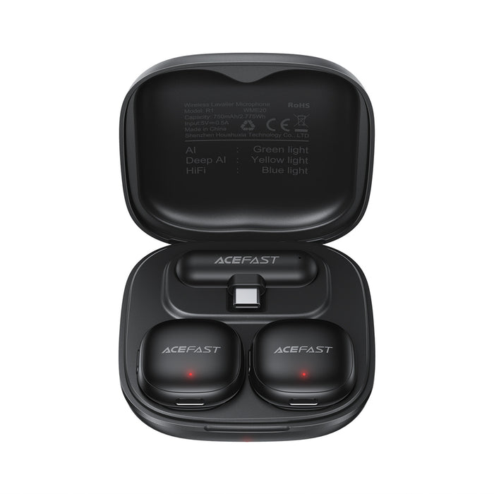 Безжични микрофони Acefast R1 Lavalier, 2 броя - черни