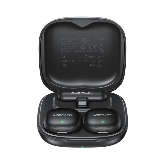 Безжични микрофони Acefast R1 Lavalier, 2 броя - черни