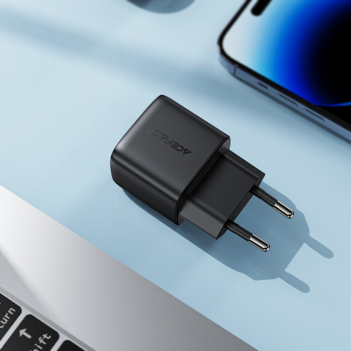 Зарядно за стена Acefast A116 GaN PD 35W USB-A USB-C с дисплей - черно