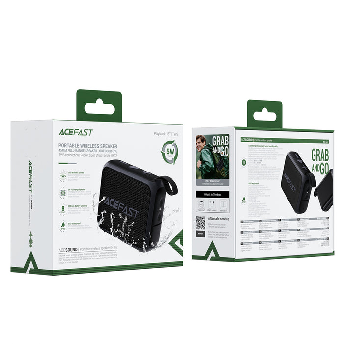 Безжичен мини високоговорител Acefast K4 Go Bluetooth 5.4 - черен