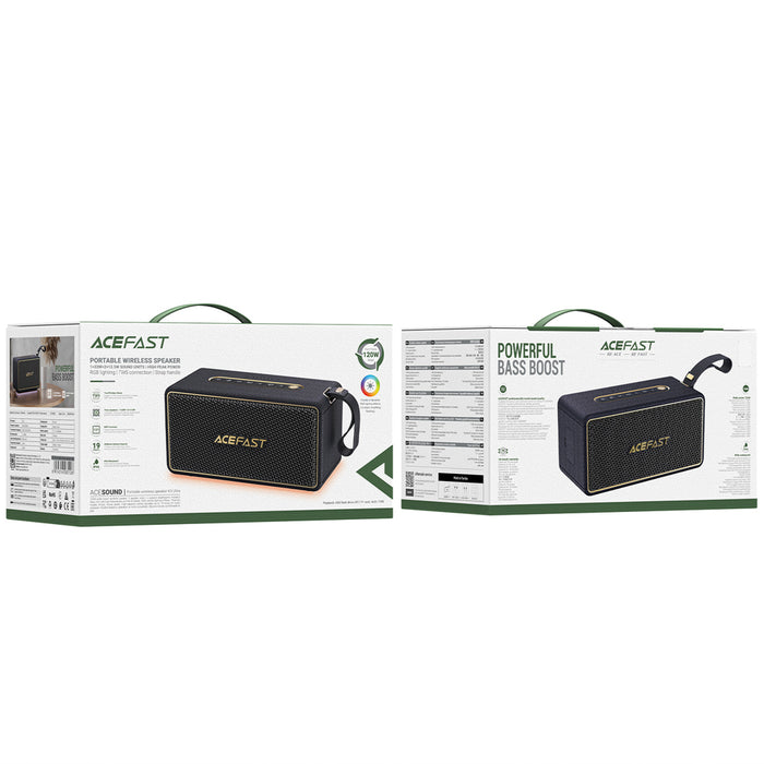 Безжичен високоговорител Acefast K3 Ultra с RGB подсветка, Bluetooth 5.4 - черен