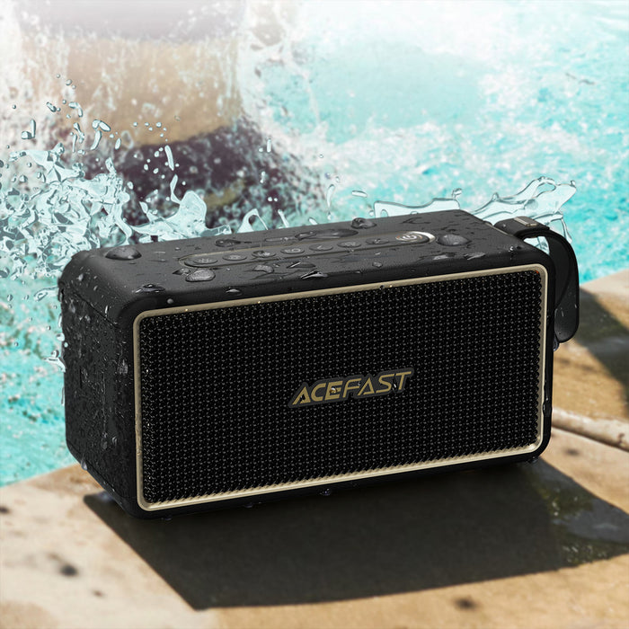 Безжичен високоговорител Acefast K3 Ultra с RGB подсветка, Bluetooth 5.4 - черен