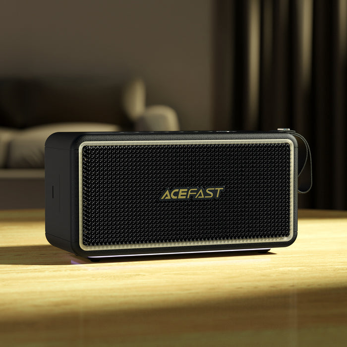 Безжичен високоговорител Acefast K3 Ultra с RGB подсветка, Bluetooth 5.4 - черен
