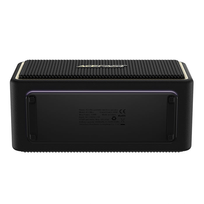 Безжичен високоговорител Acefast K3 Ultra с RGB подсветка, Bluetooth 5.4 - черен