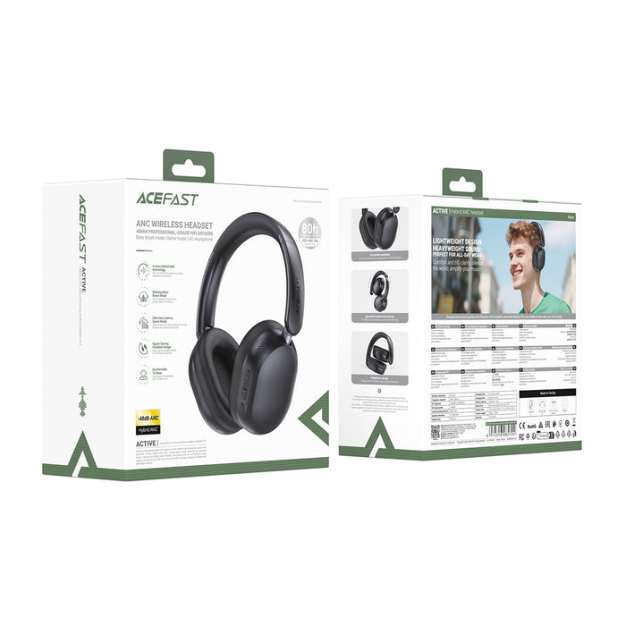 Безжични Bluetooth 5.4 слушалки Acefast H12 с ANC - черни
