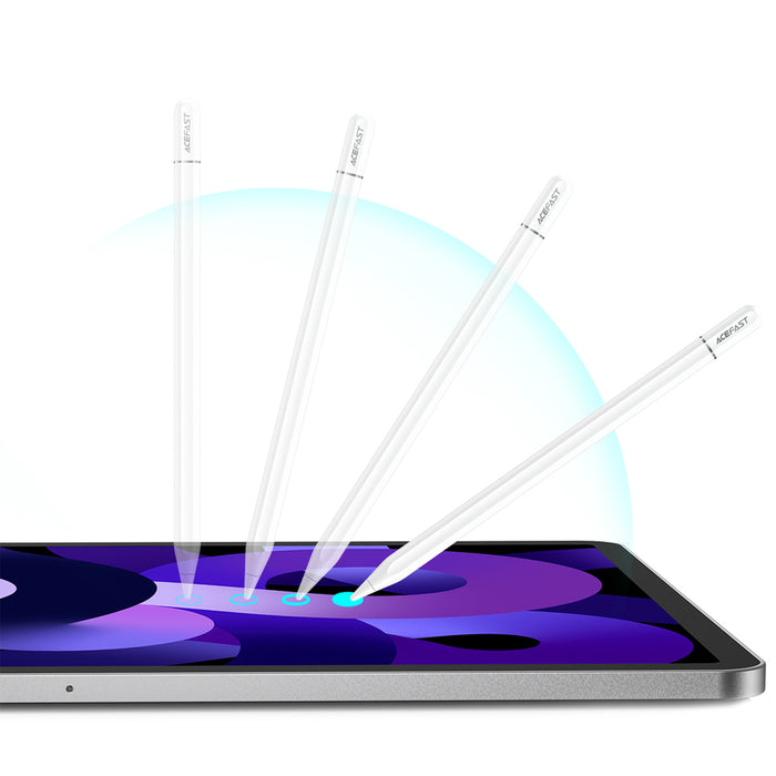 Капацитивен стилус Acefast V3 за iPad с безжично зареждане и 2 сменяеми накрайника - бял