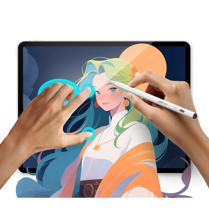 Капацитивен стилус Acefast V2 за iPad с 2 сменяеми върха - бял