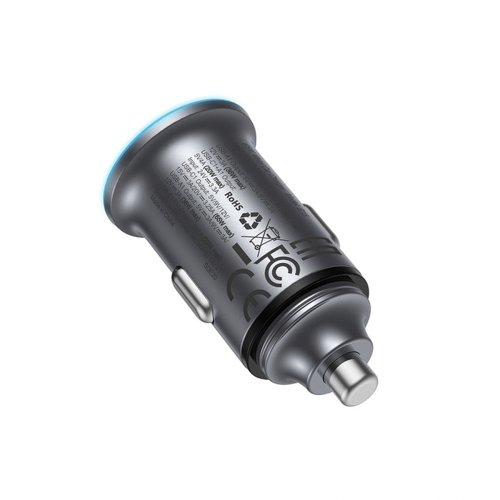 Зарядно за кола Acefast B15 65W USB-A + USB-C - сиво